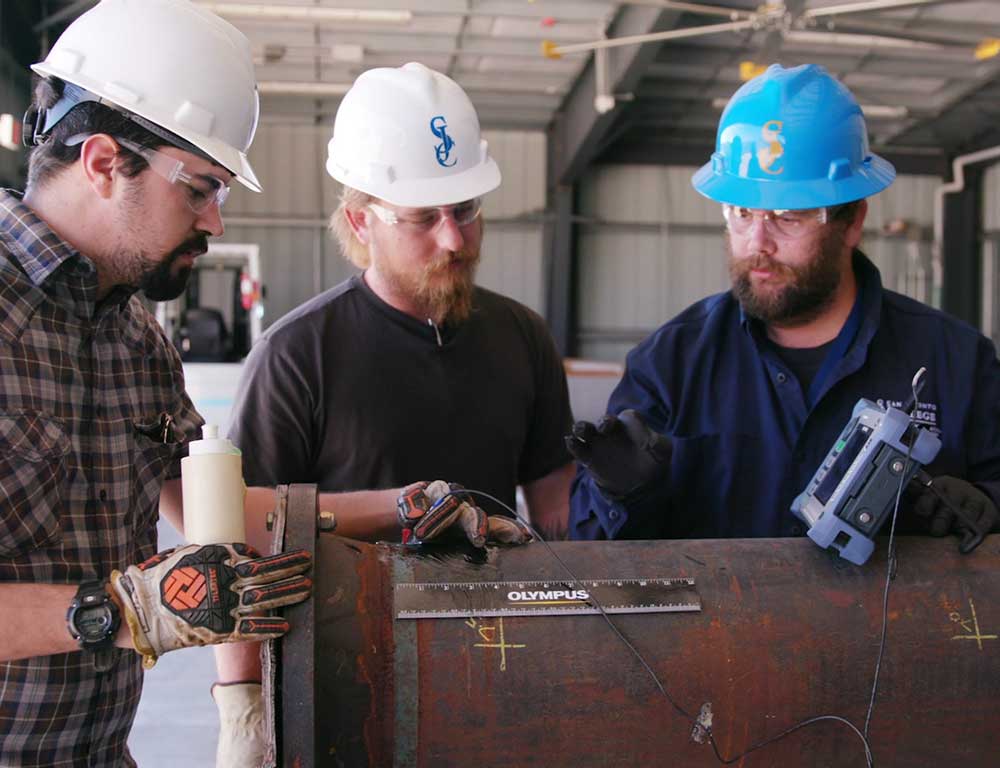 Inspection Technology students in hard hats