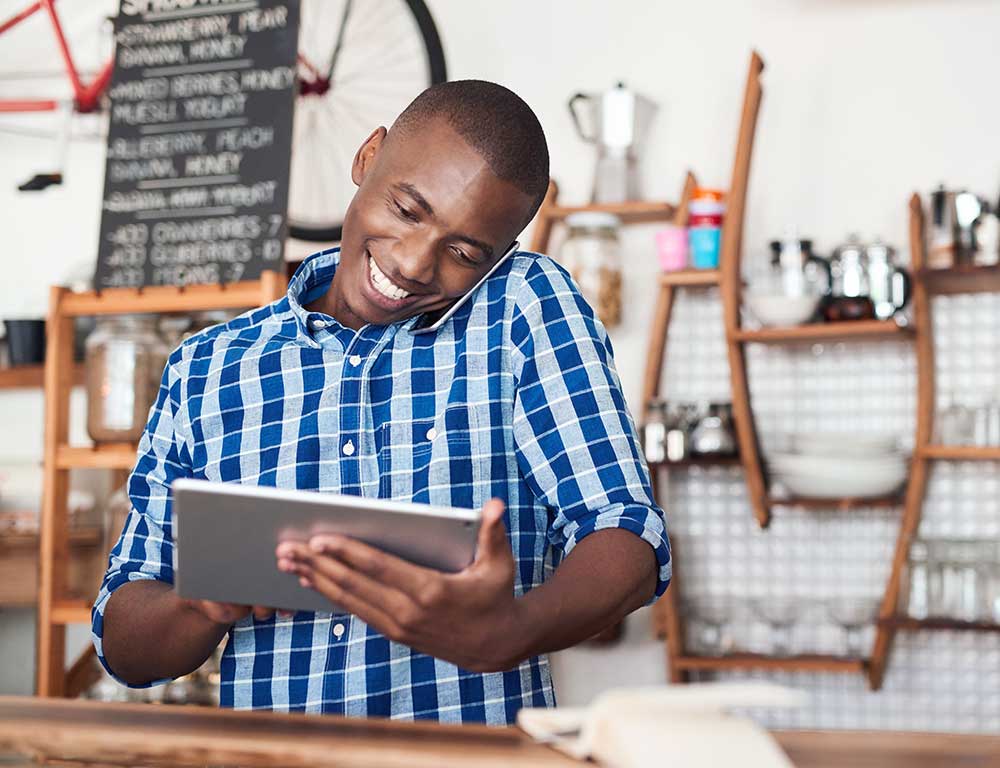 Entrepreneur working on a tablet