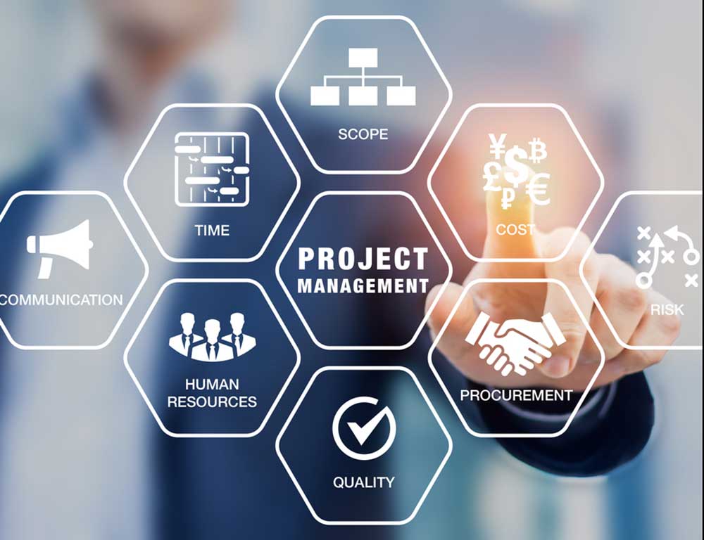Project Manager touching graphic