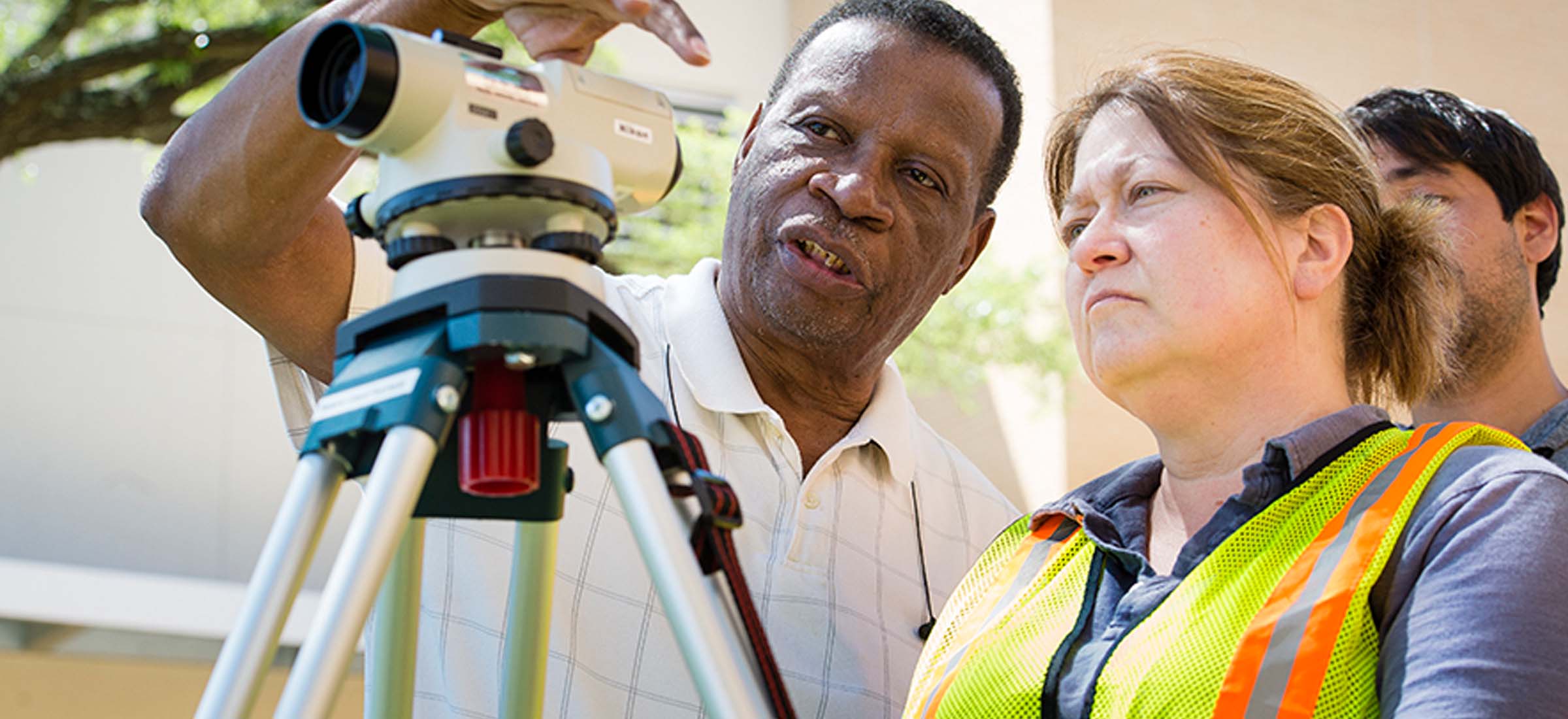 Construction Management instructor with student