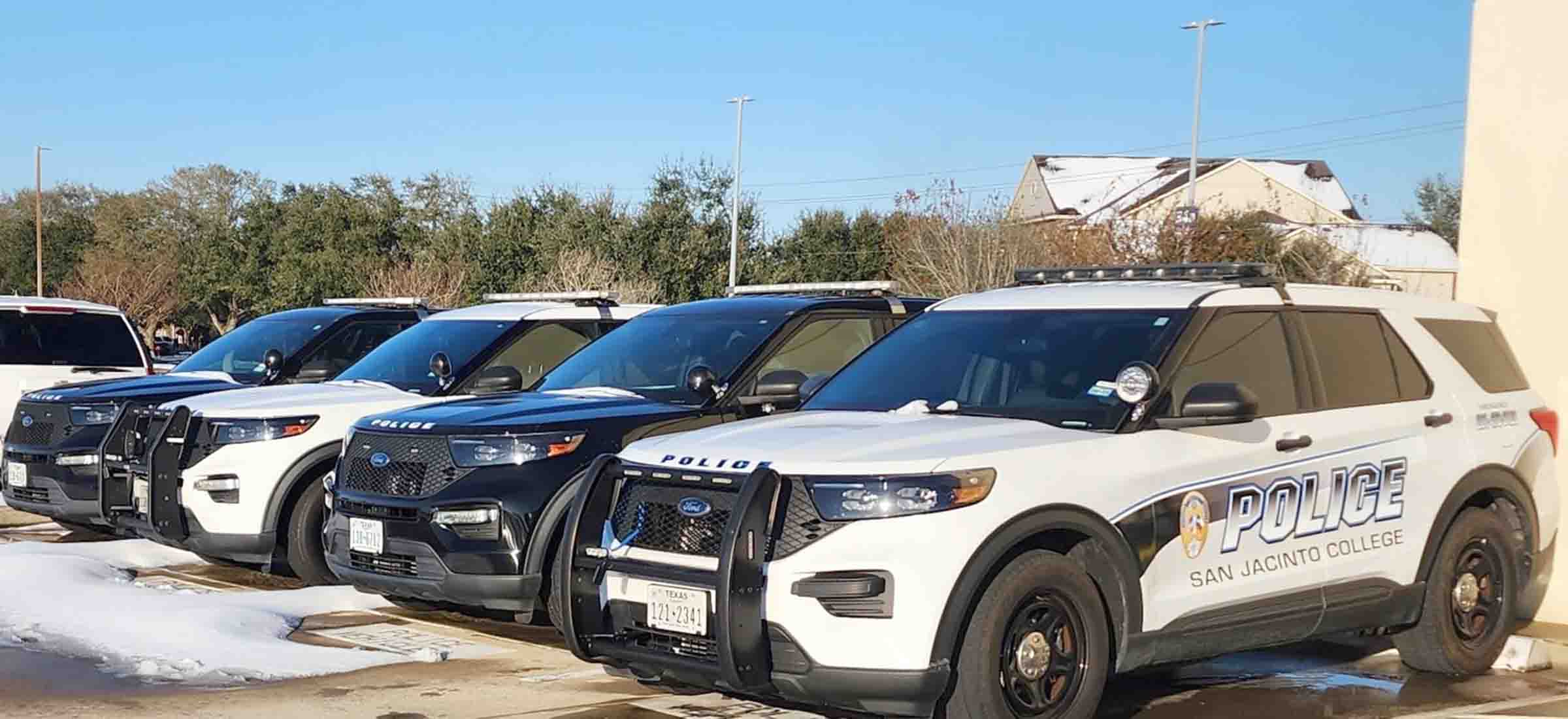 san jac police cars lined up