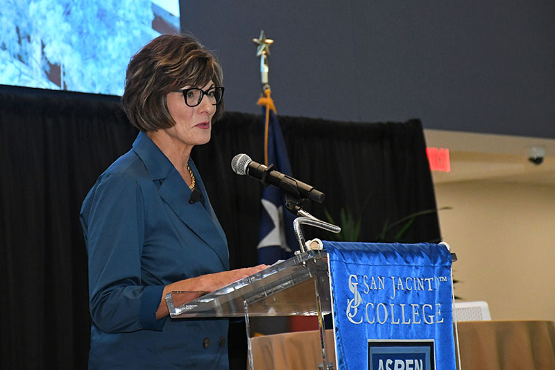 Dr. Brenda Hellyer speaking at the 2023 State of the College