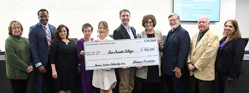 San Jacinto College and Chesmar Foundation celebrate education scholarship